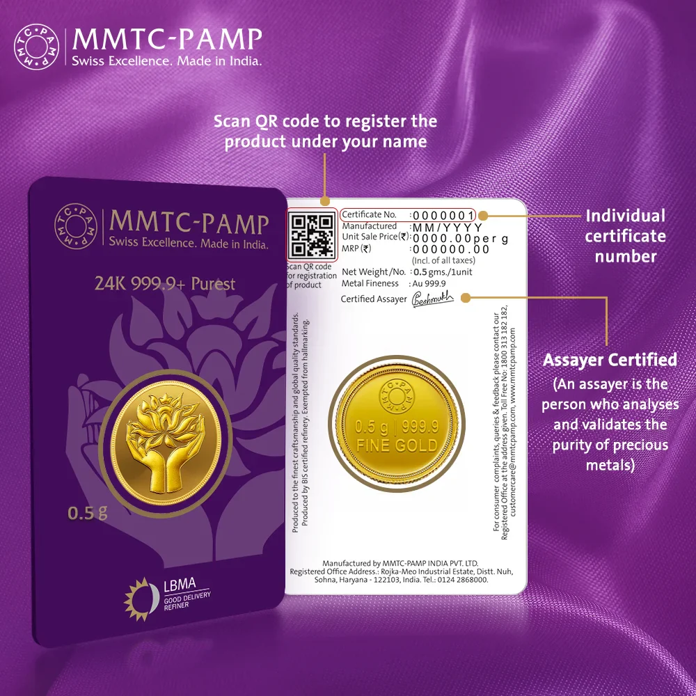 24K (999.9+) Purest 0.5 gm Lotus Gold Coin - Image 5