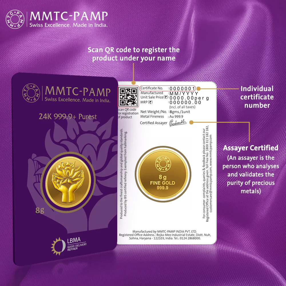 24K (999.9+) Purest 8 gm Lotus Gold Coin - Image 4