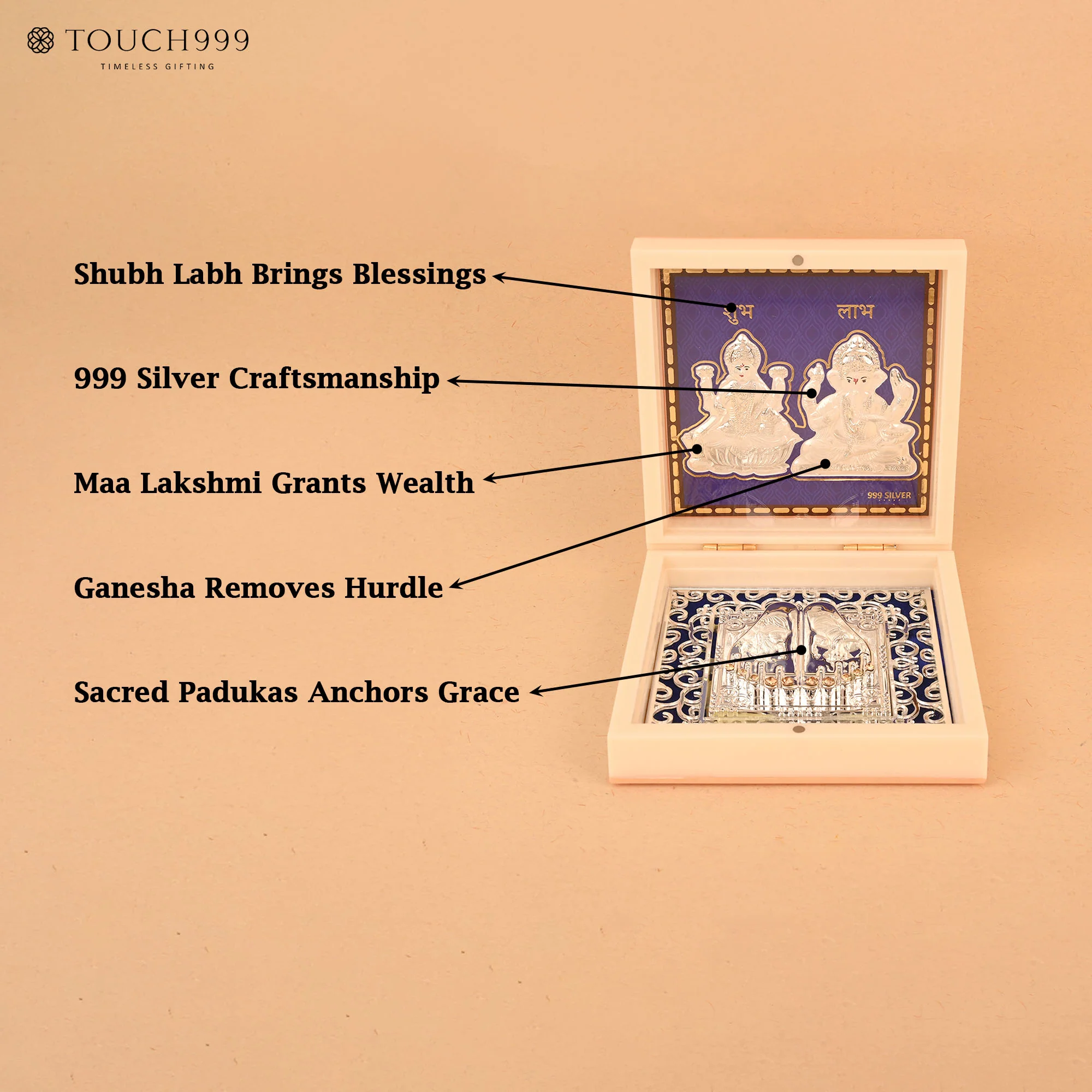 999 Silver Divya Laxmi Ganesh Idol Gift Box - Image 3