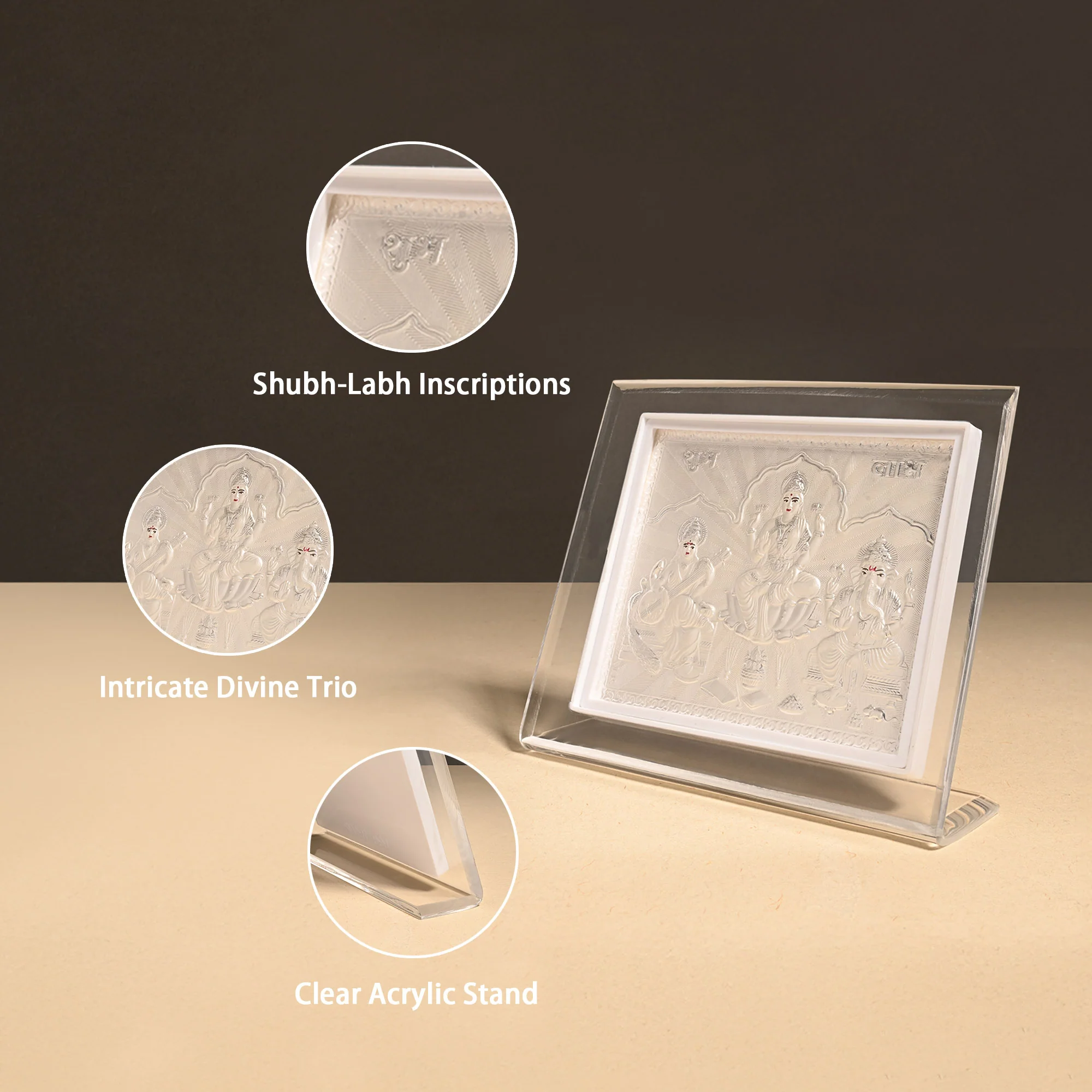 999 Silver Lakshmi Saraswati Ganesh Frame - Image 3