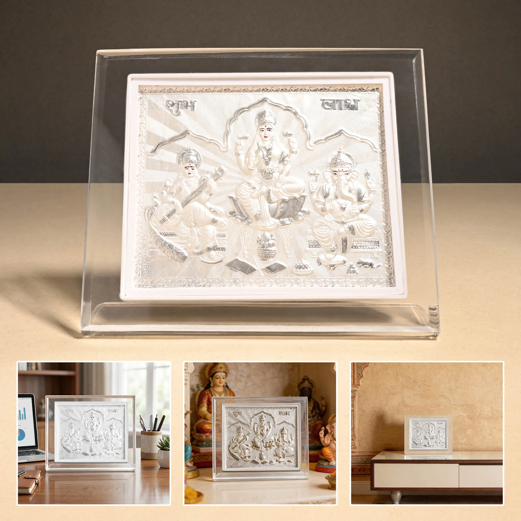 999 Silver Lakshmi Saraswati Ganesh Frame - Image 6
