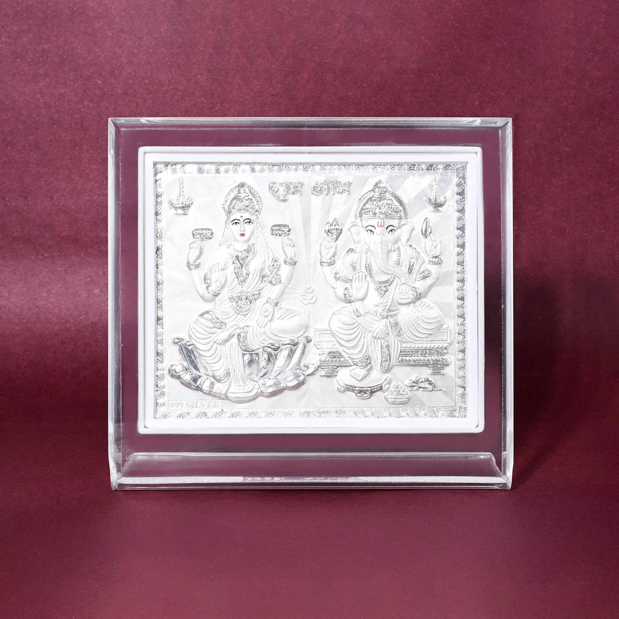 999 Silver Laxmi Ganesh Idol Frame - Image 3