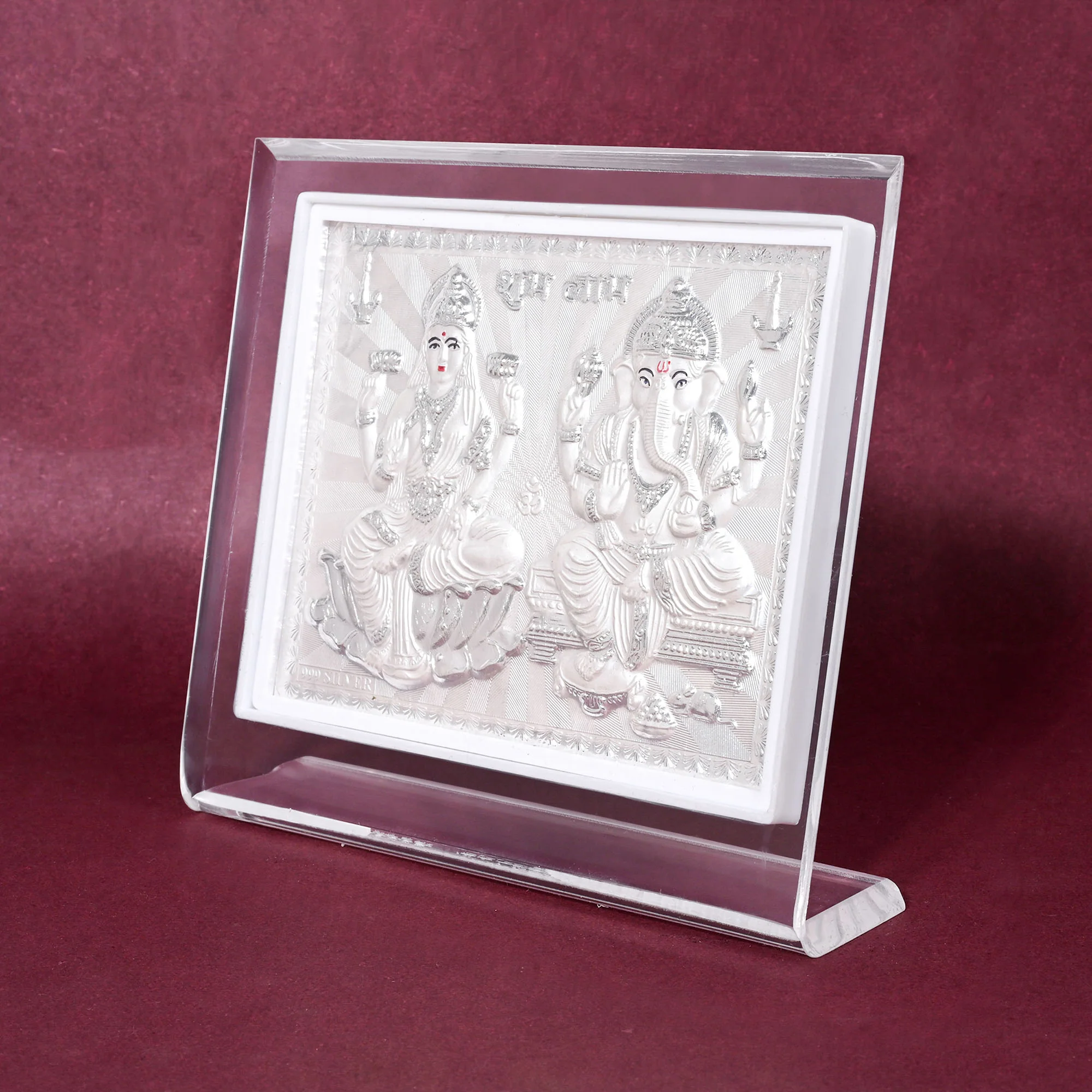 999 Silver Laxmi Ganesh Idol Frame - Image 4