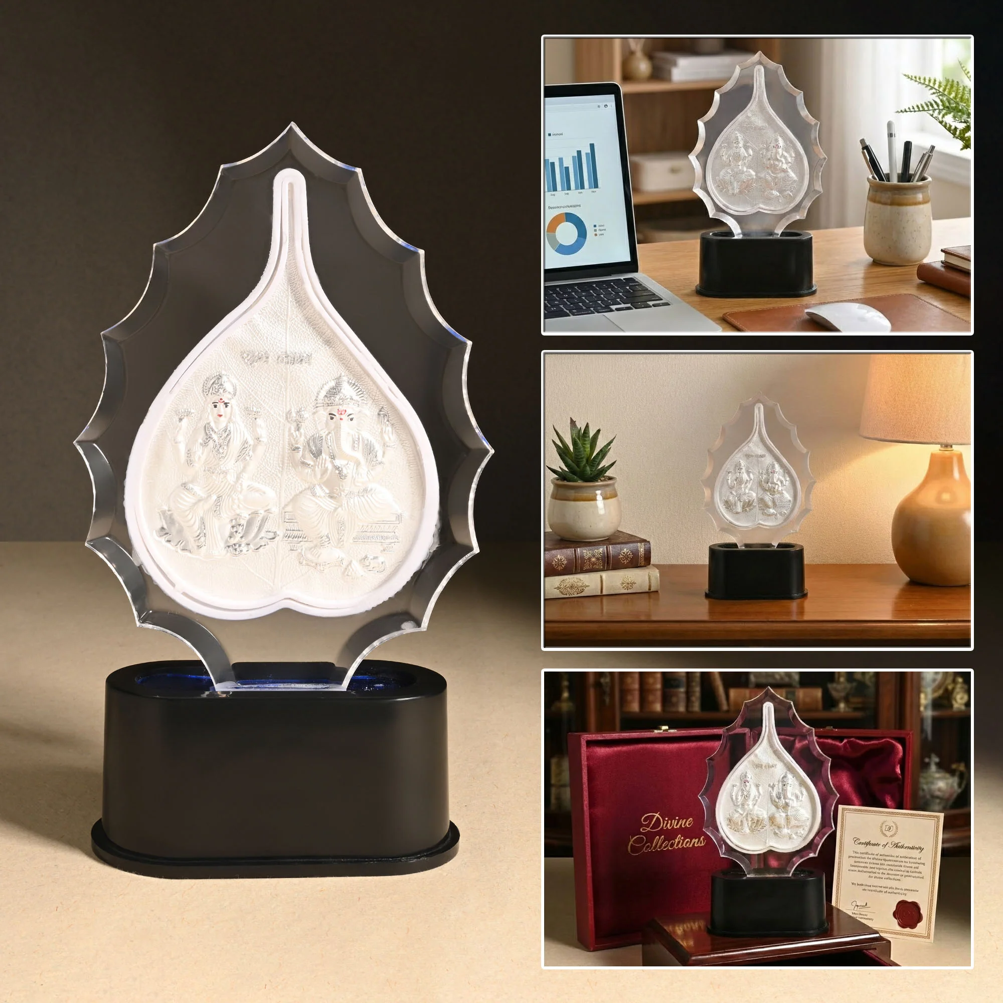 999 Silver Laxmi Ganesh Idol Stand - Image 6