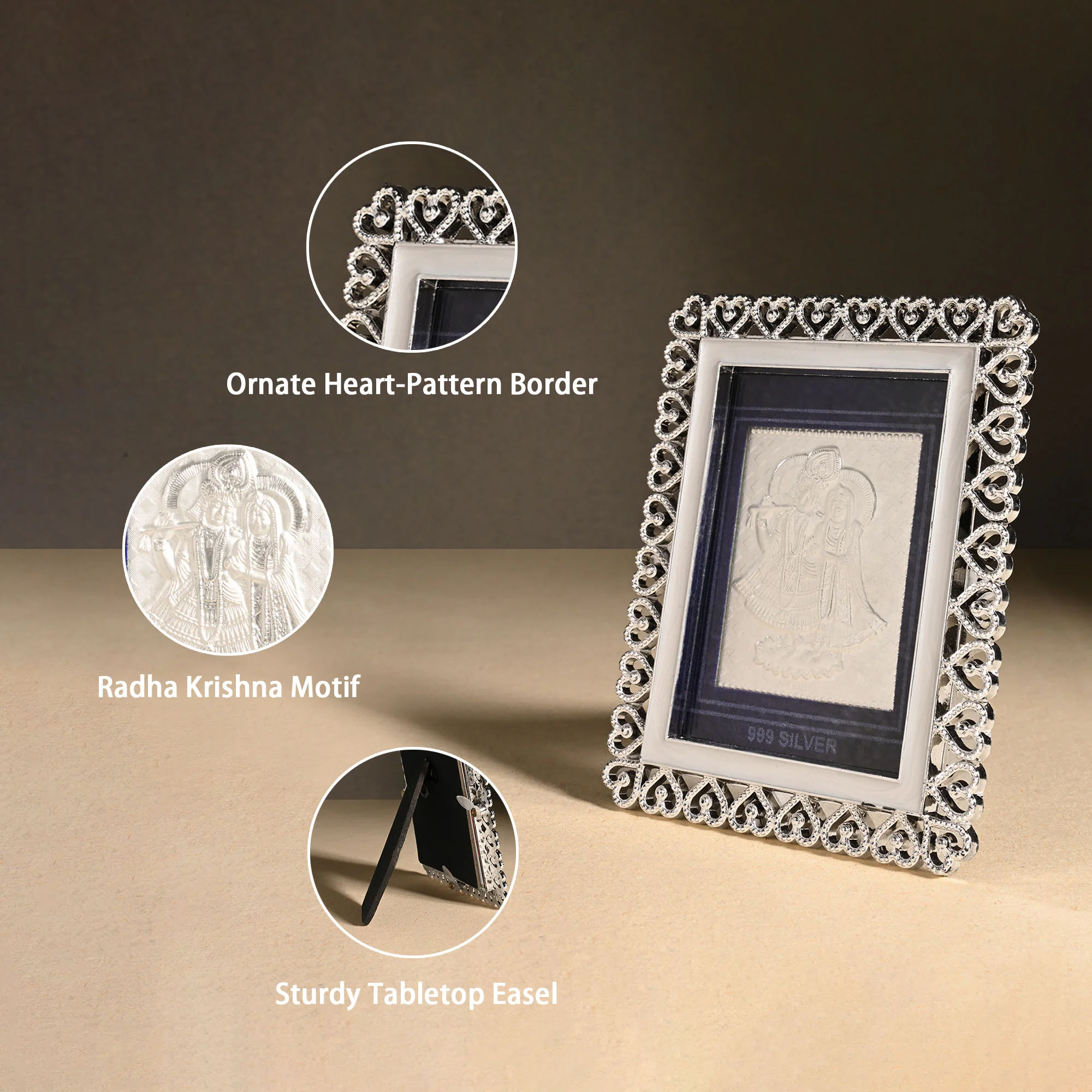 999 Silver Radha Krishna Photo Frame - Image 3