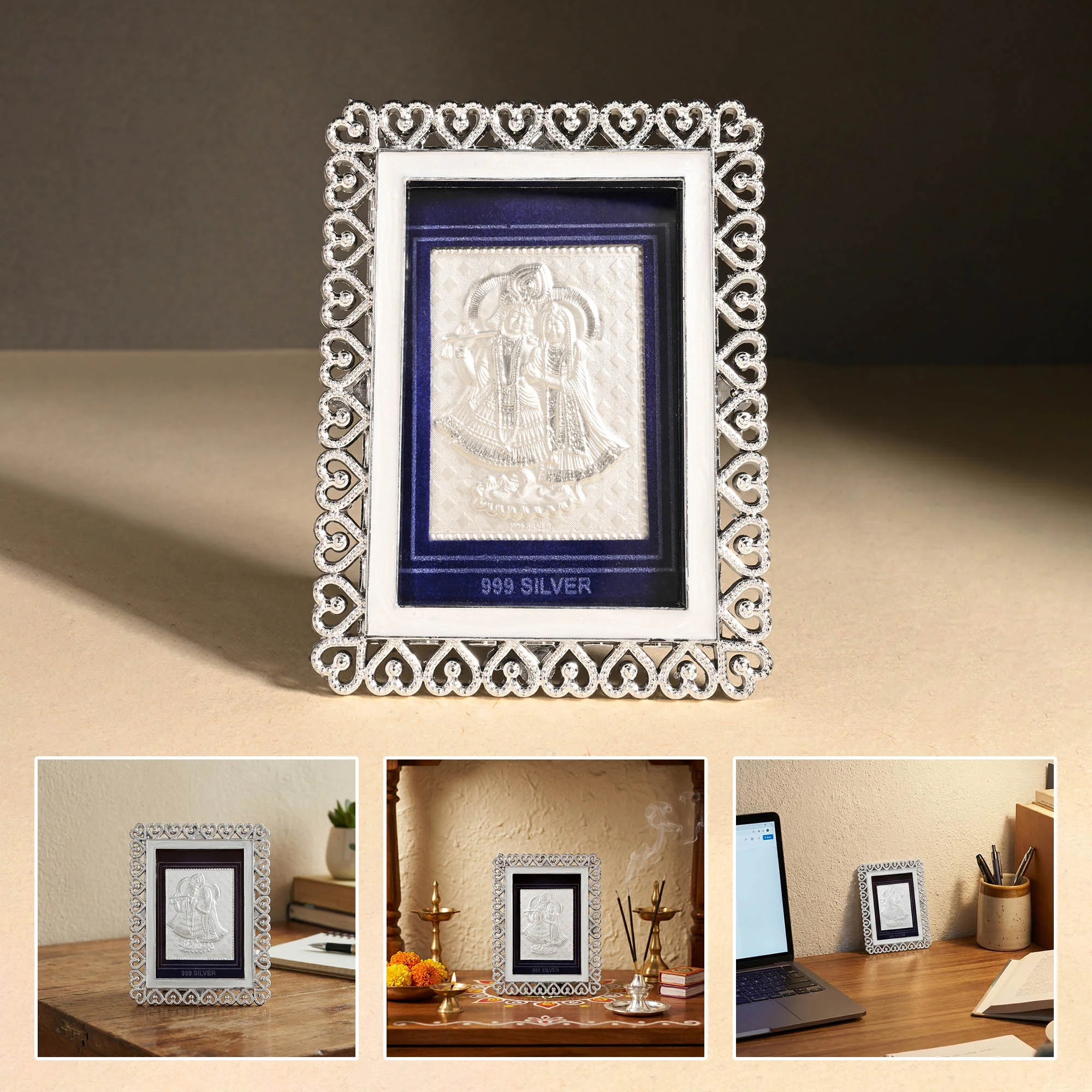 999 Silver Radha Krishna Photo Frame - Image 6