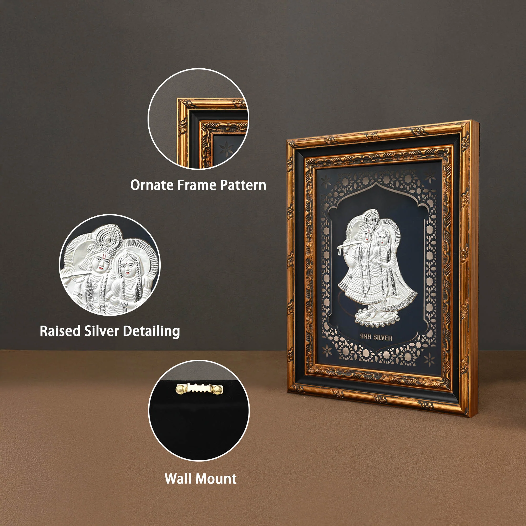 999 Silver Radha Krishna Wall Frame - Image 3