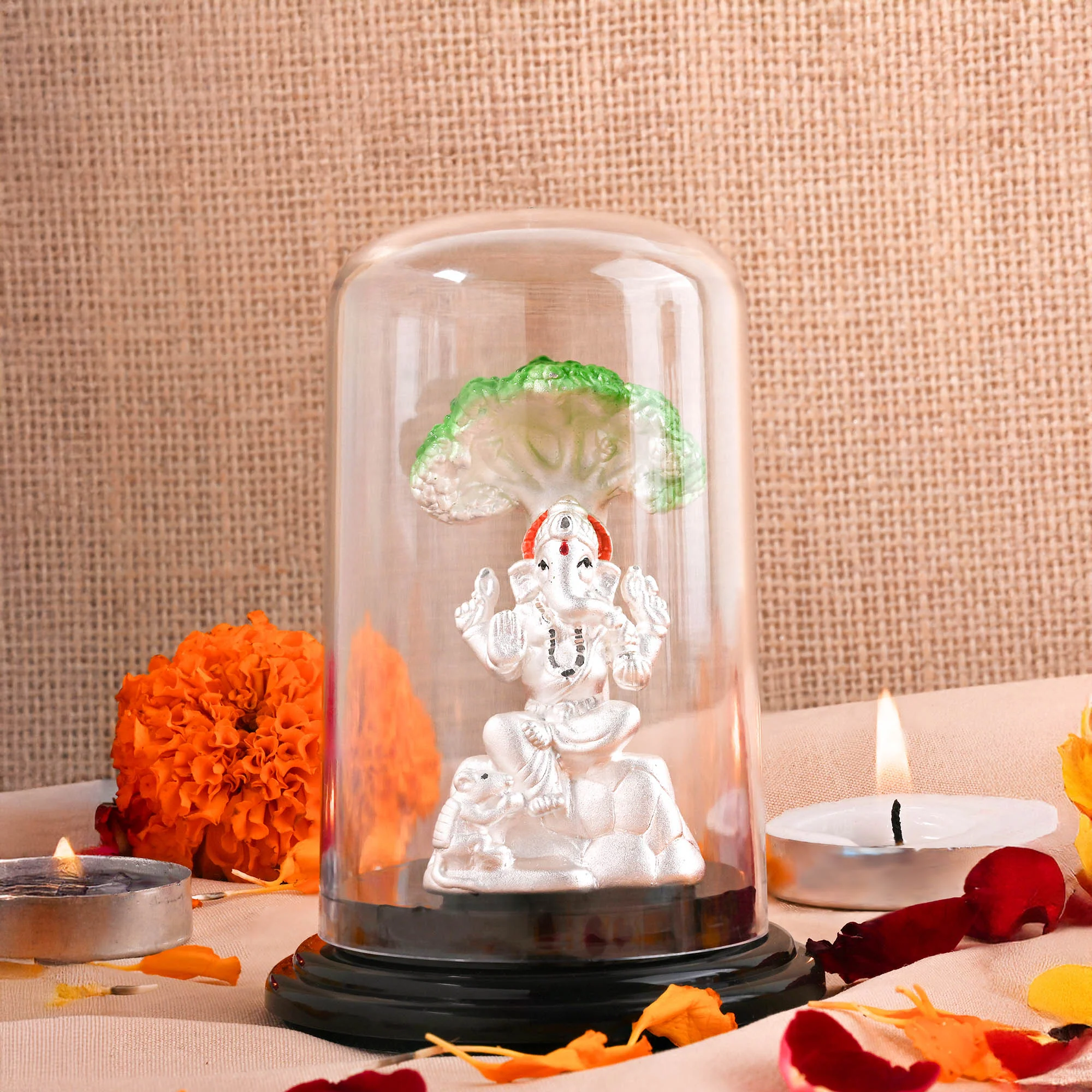 999 Silver Tree Canopy Ganesha Idol - Image 3