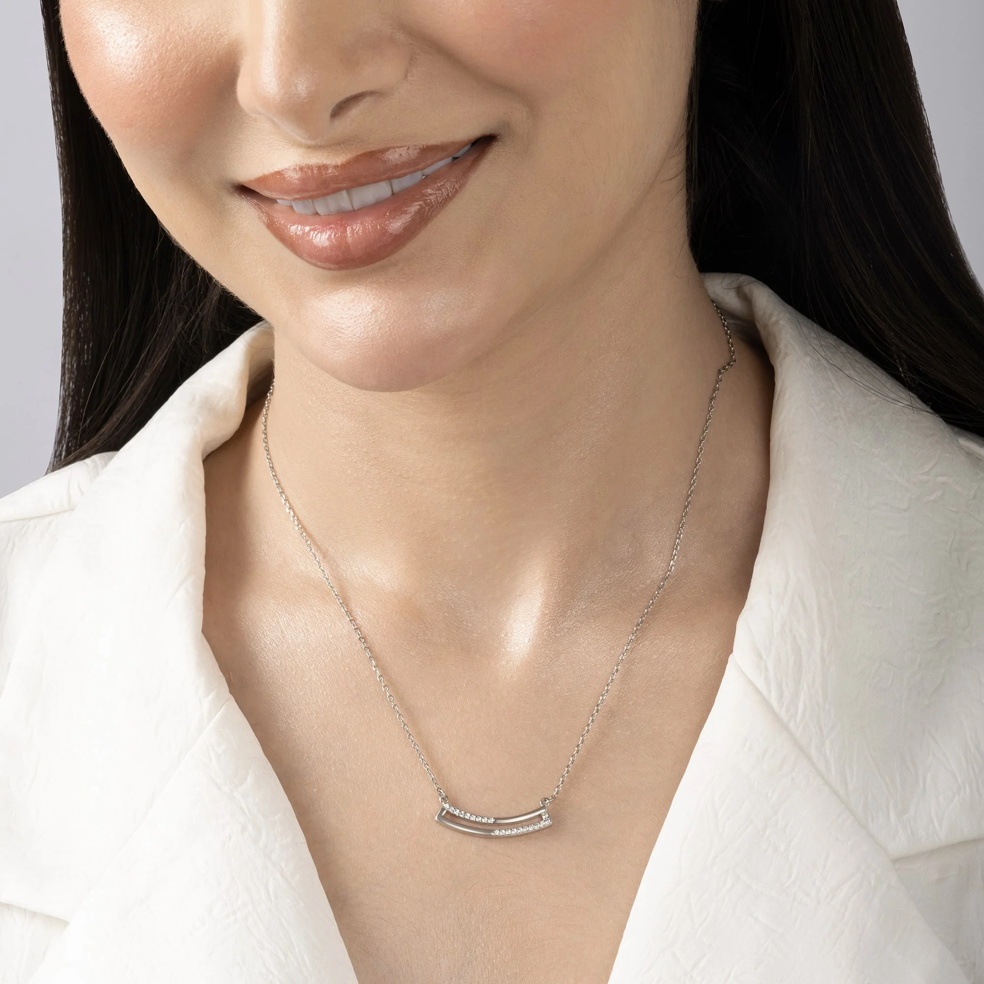 Curve Bar CZ Studded Chain Locket - Image 3