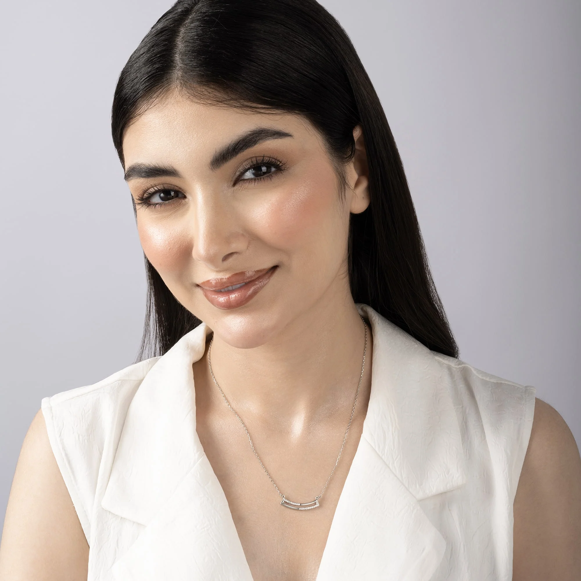 Curve Bar CZ Studded Chain Locket - Image 4