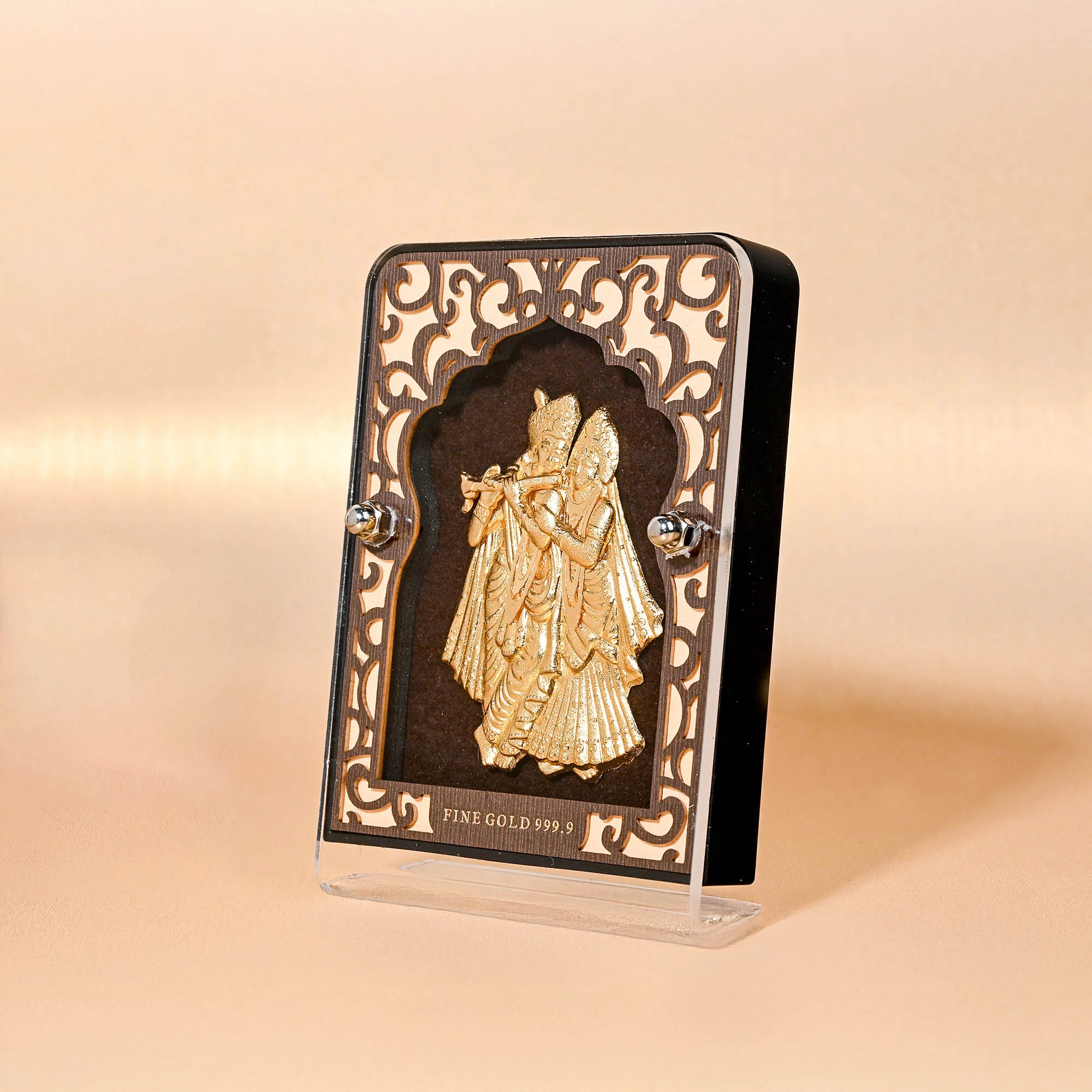 24K Gold Radha Krishna Frame With Decorative Pen Gift Box - Image 5