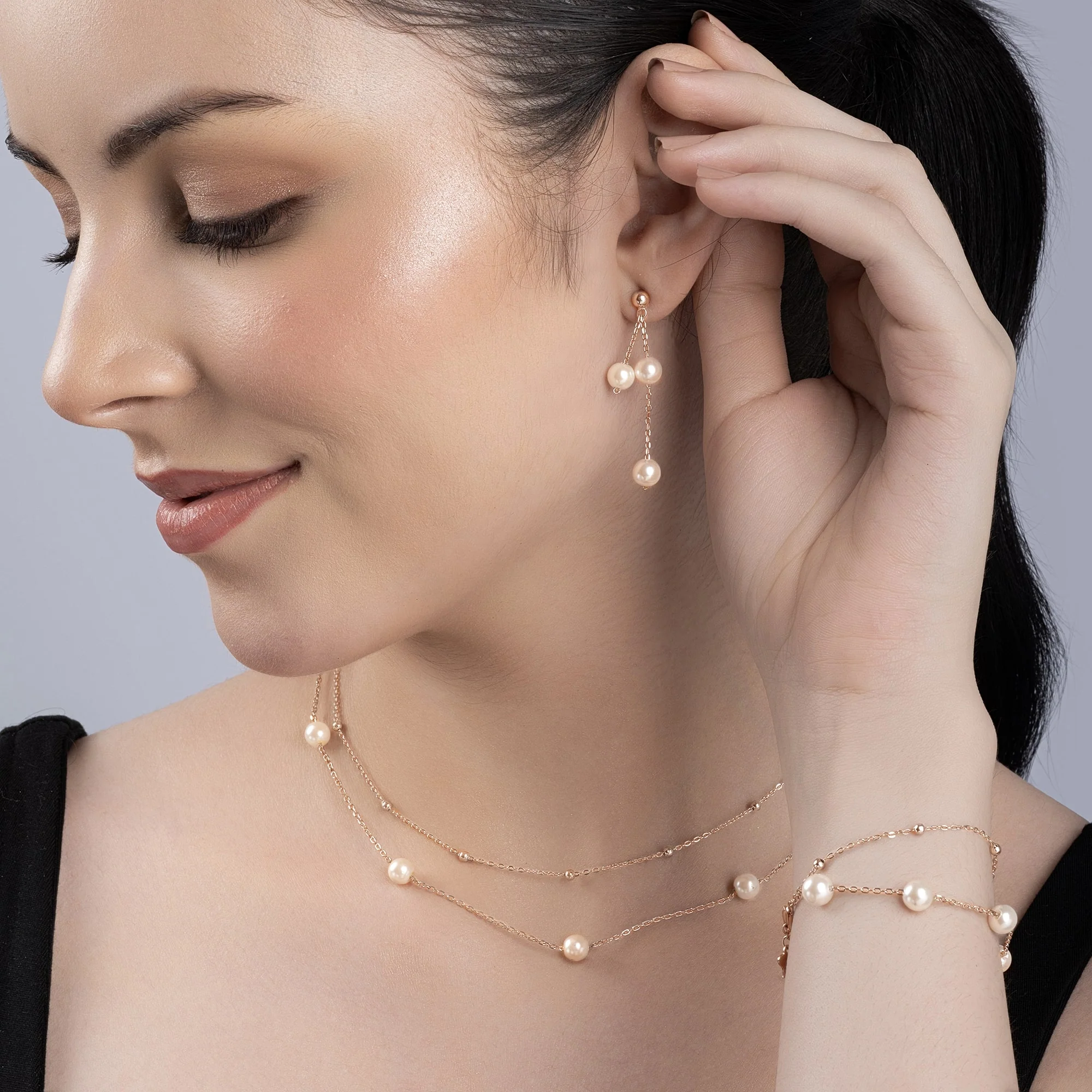 Layered Pearl Jewellery Set - Image 15