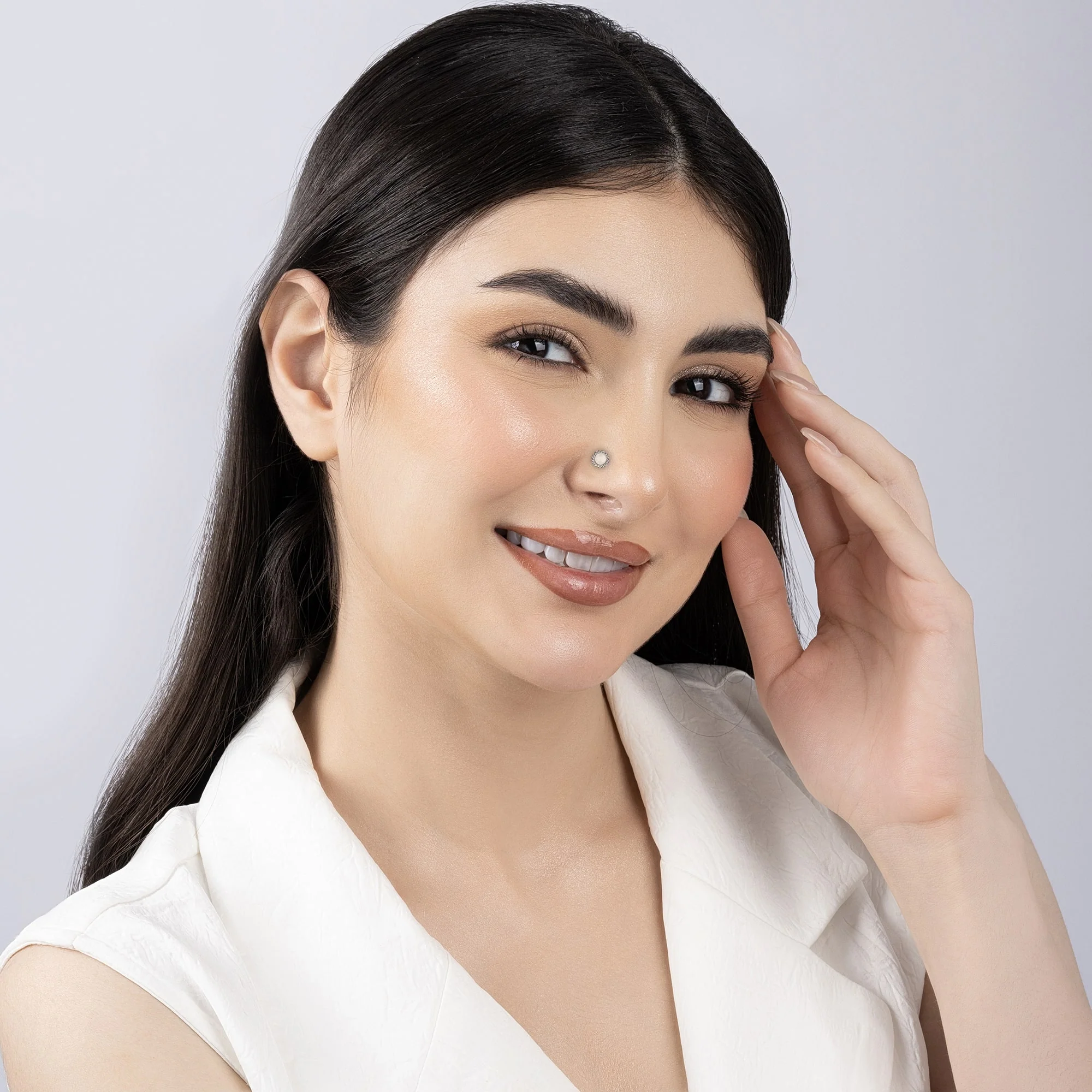 Pearl Oxidized Nose Pin - Image 4