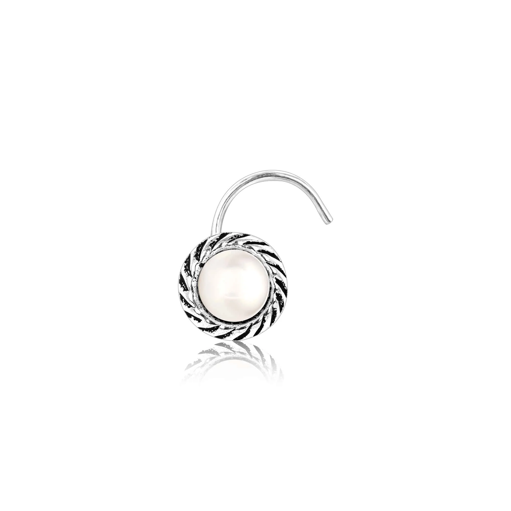Pearl Oxidized Nose Pin - Image 6