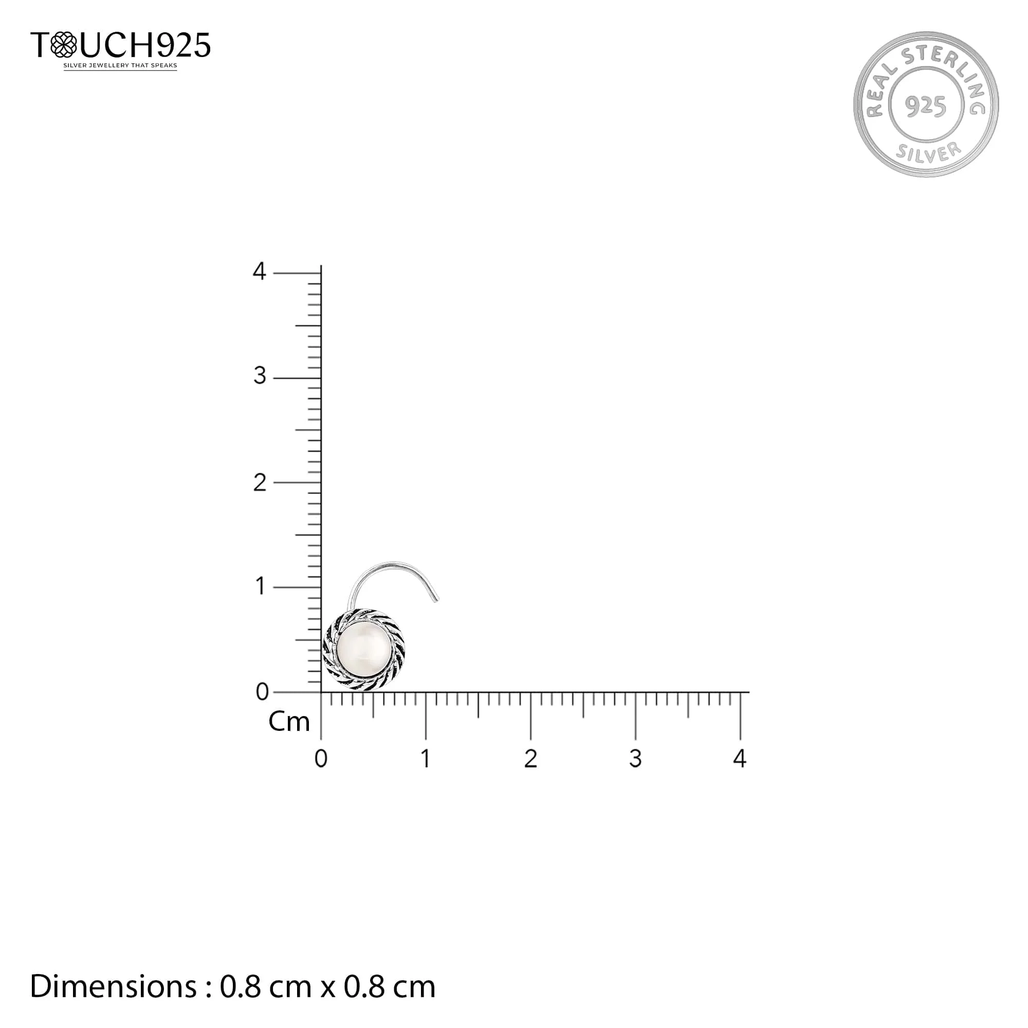 Pearl Oxidized Nose Pin - Image 8