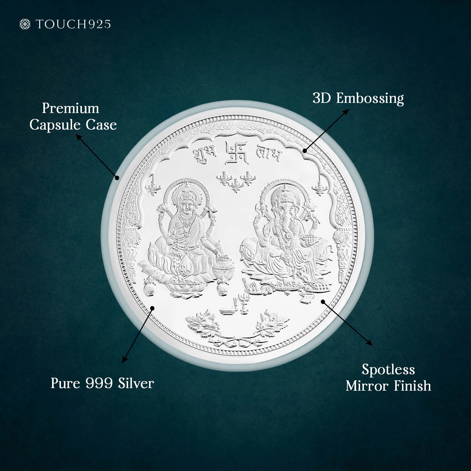 100g Lakshmi Ganesh Shubh Labh Pure 999 Silver Coin - Image 4