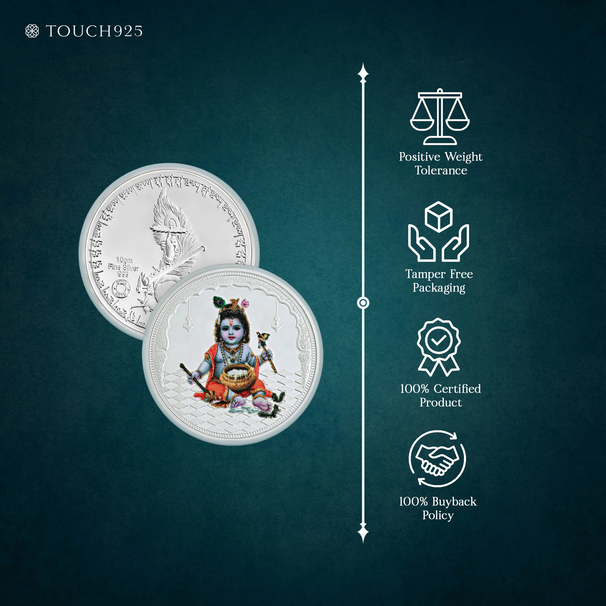 10g Bal Krishna Pure 999 Silver Coin - Image 5