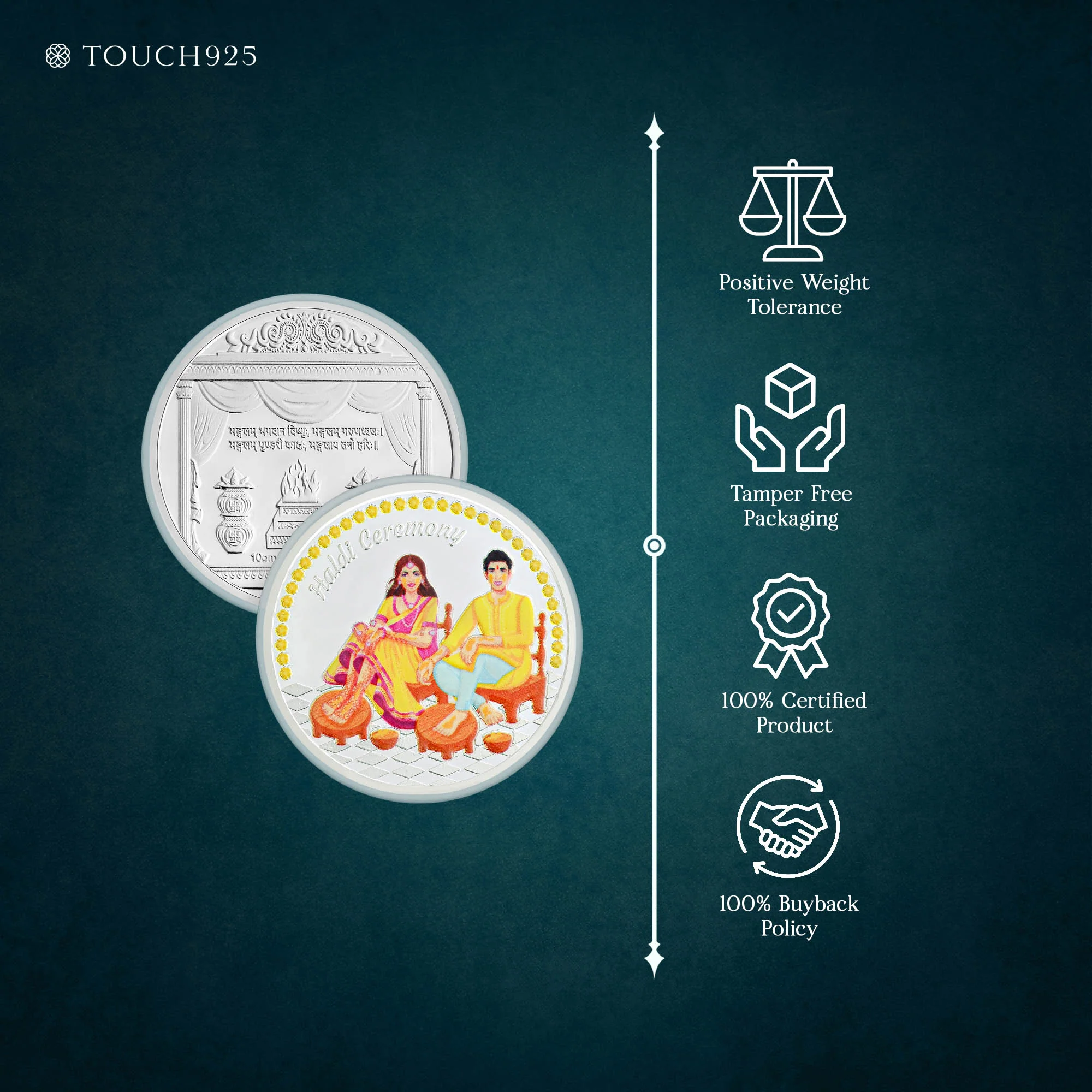 10g Haldi Ceremony Pure 999 Silver Coin - Image 5