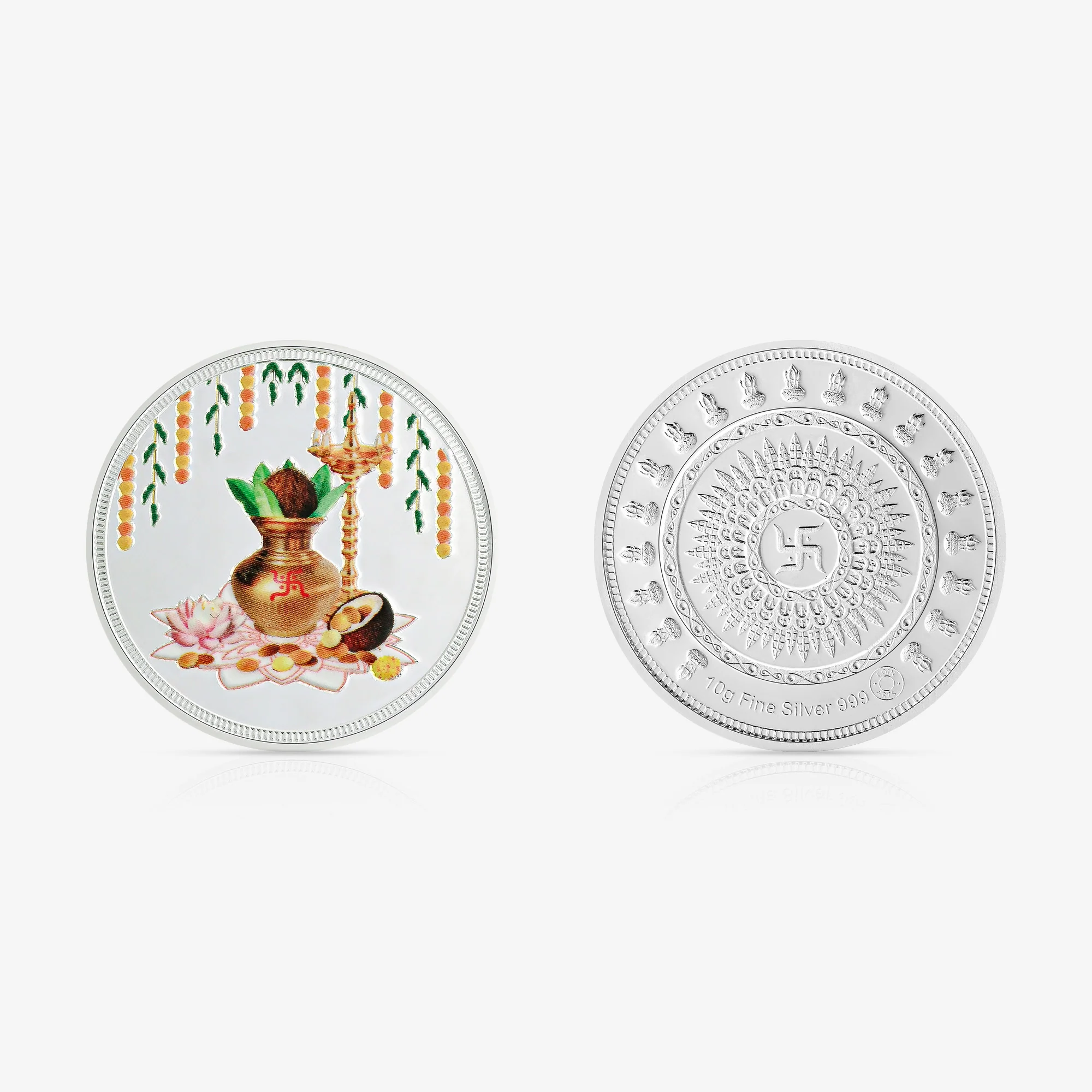 10g Kalash & Diya Pure 999 Silver Coin - Image 3