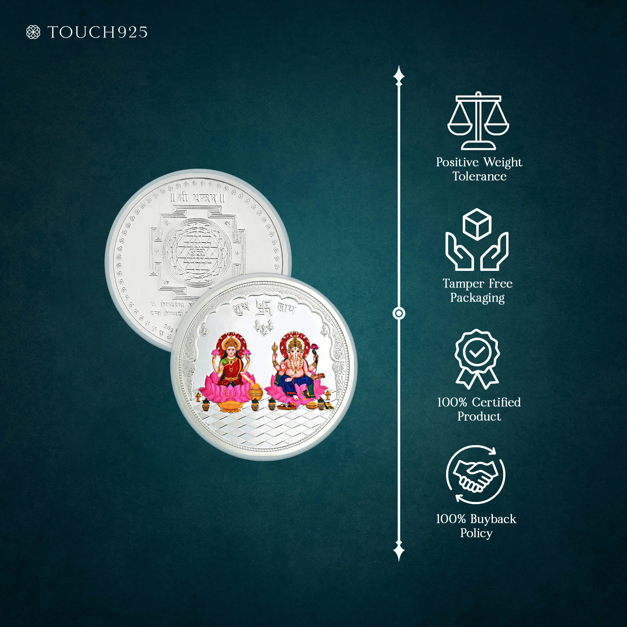 10-100g Lakshmi Ganesh Pure 999 Silver Coin - Image 11