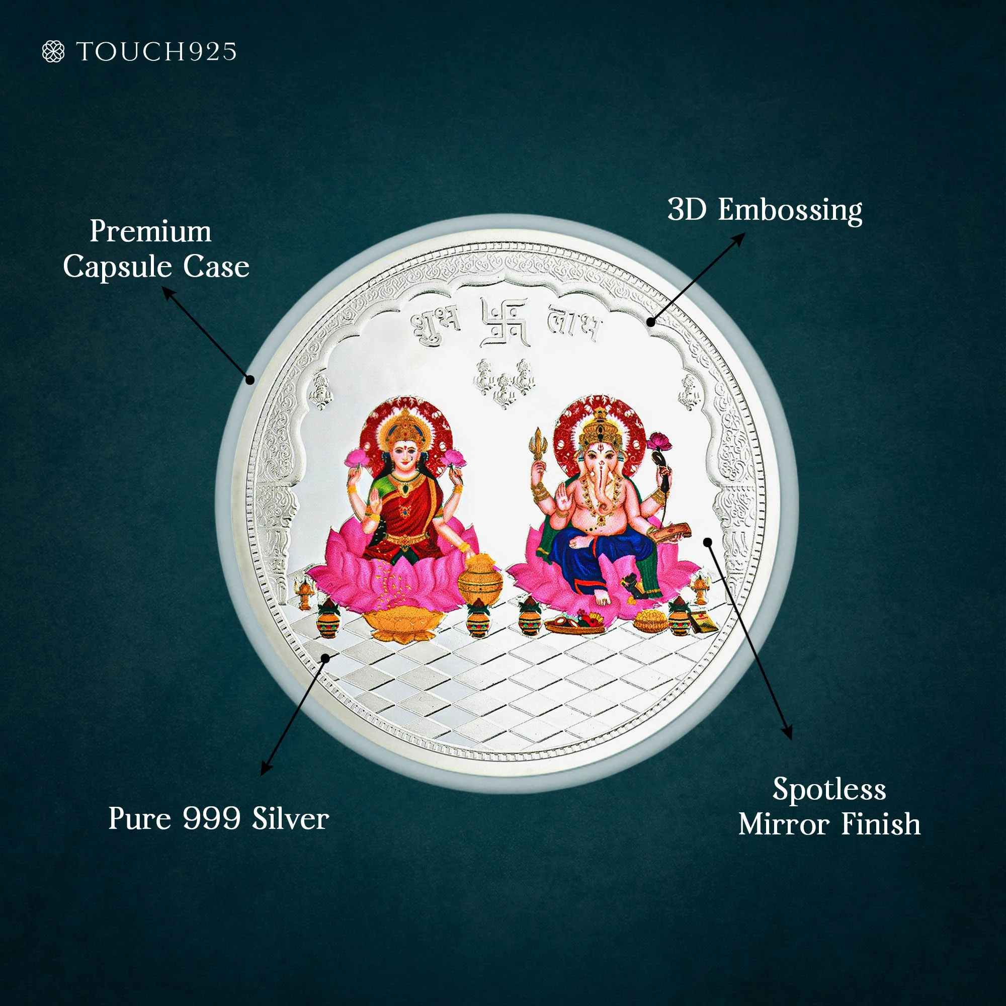 10-100g Lakshmi Ganesh Pure 999 Silver Coin - Image 16