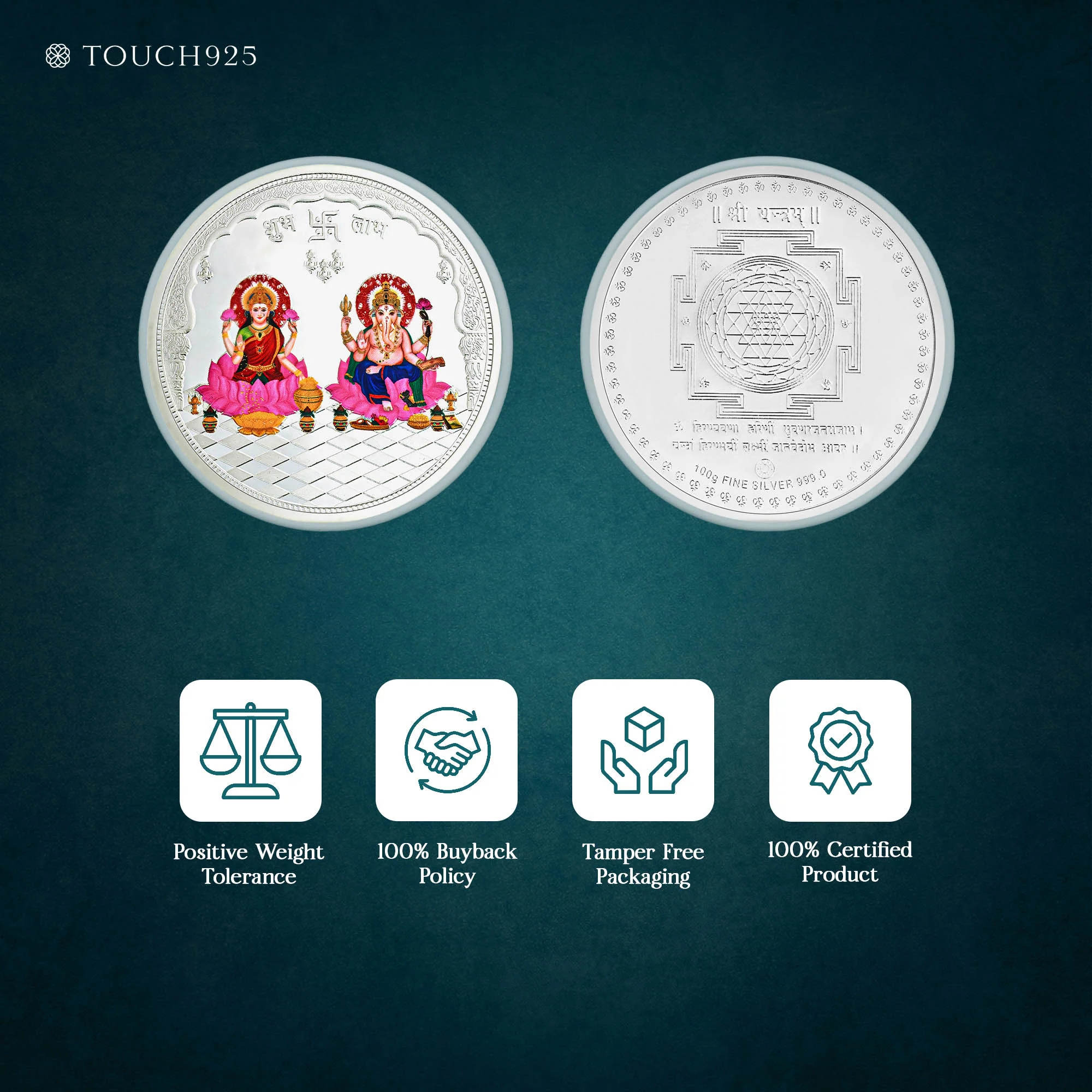 10-100g Lakshmi Ganesh Pure 999 Silver Coin - Image 23
