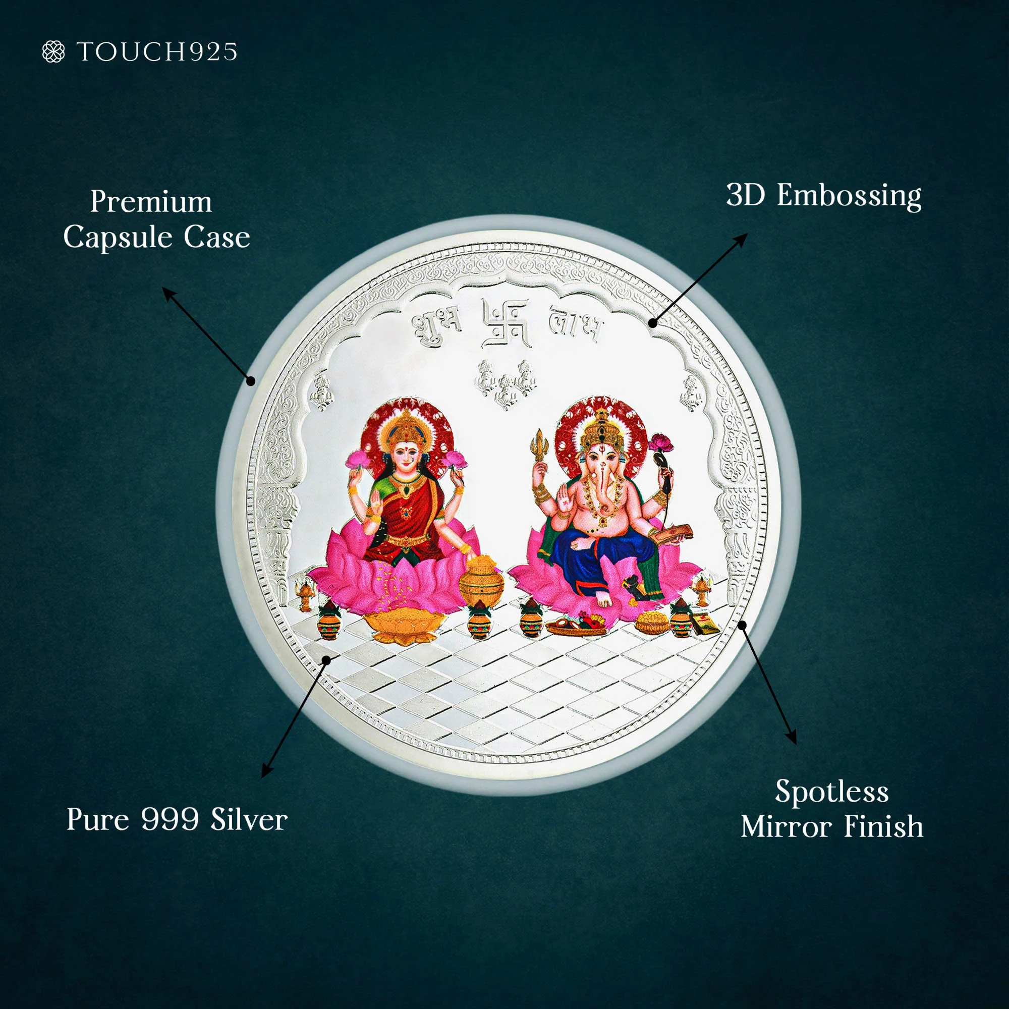 10-100g Lakshmi Ganesh Pure 999 Silver Coin - Image 4