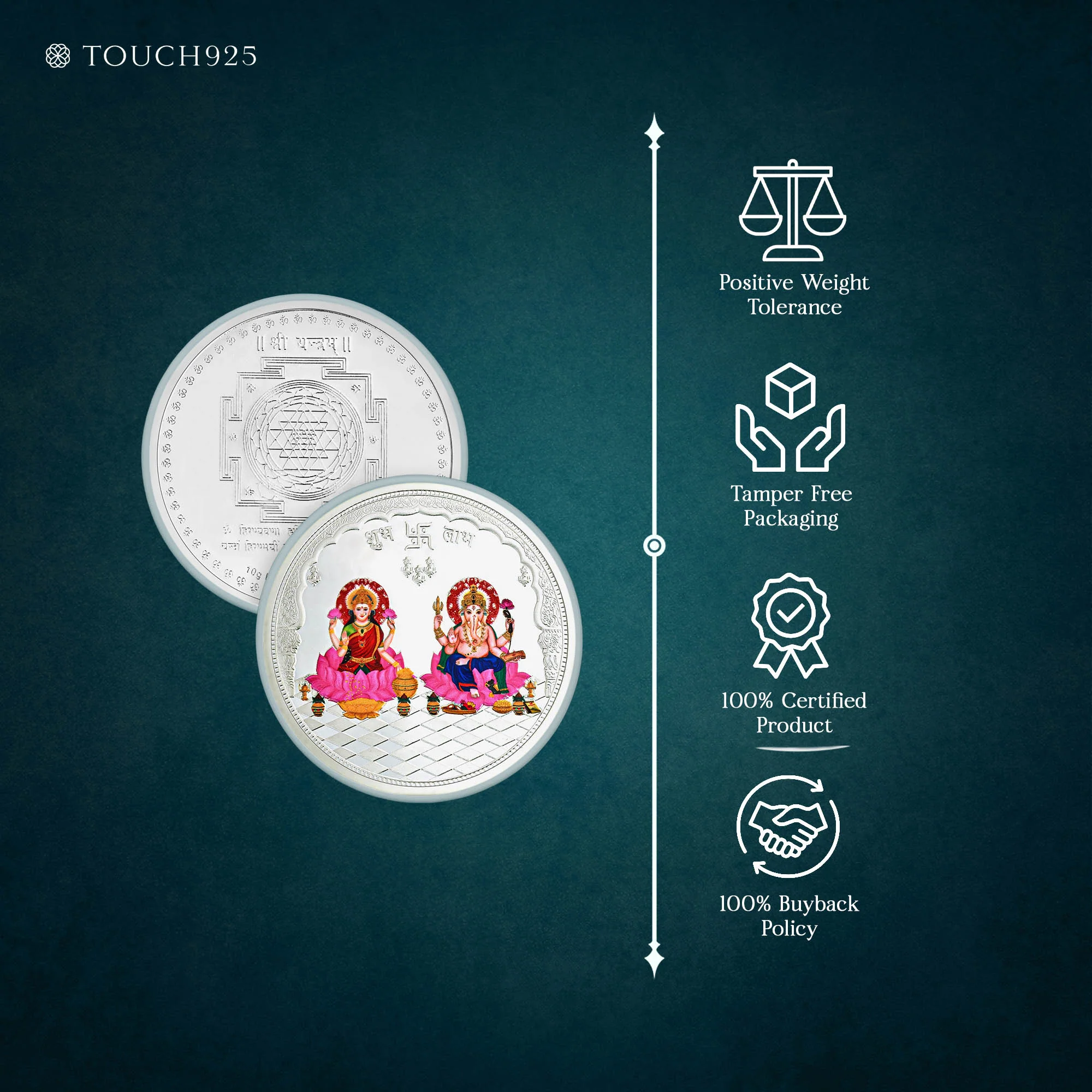10-100g Lakshmi Ganesh Pure 999 Silver Coin - Image 5