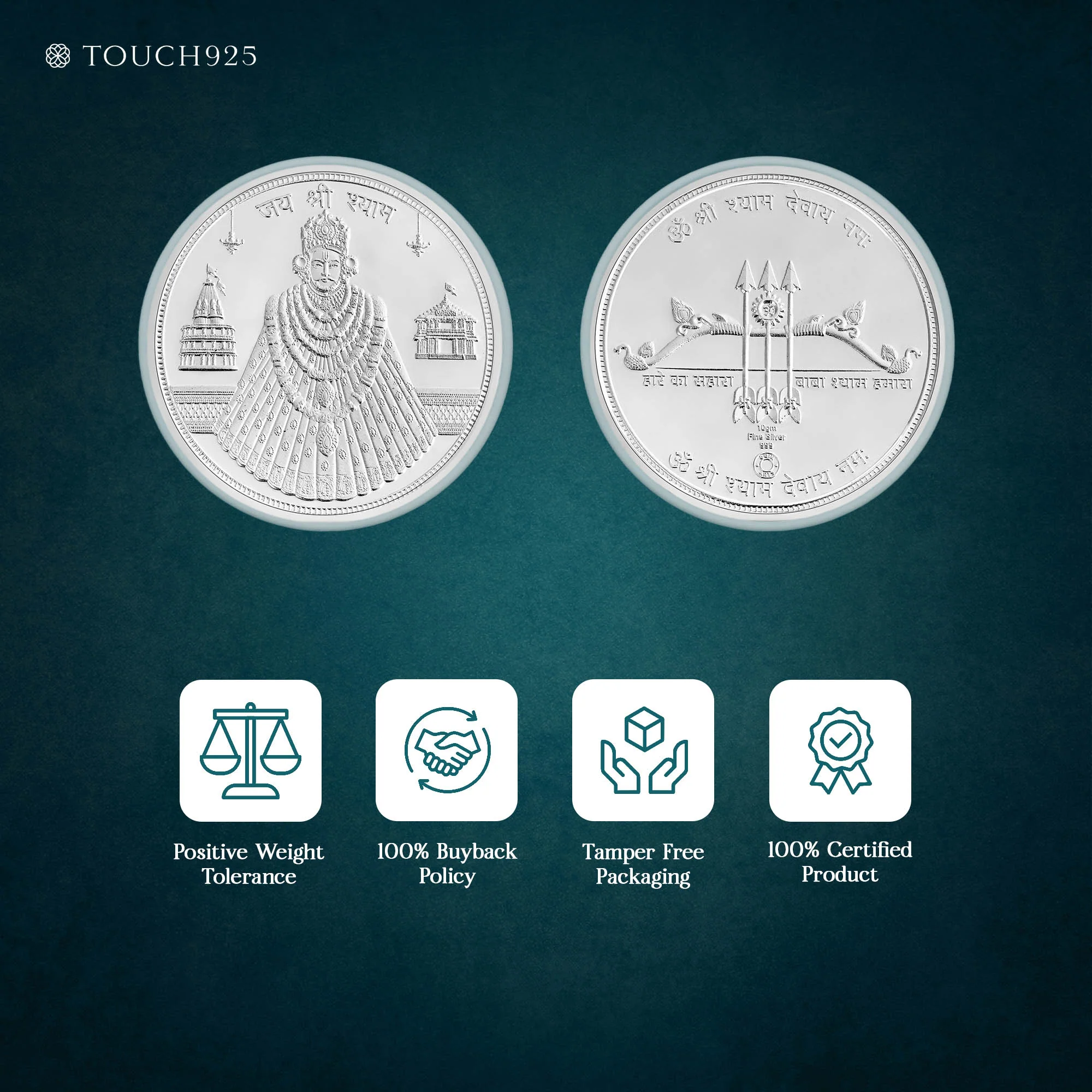 10g Shyam Baba Pure 999 Silver Coin - Image 5