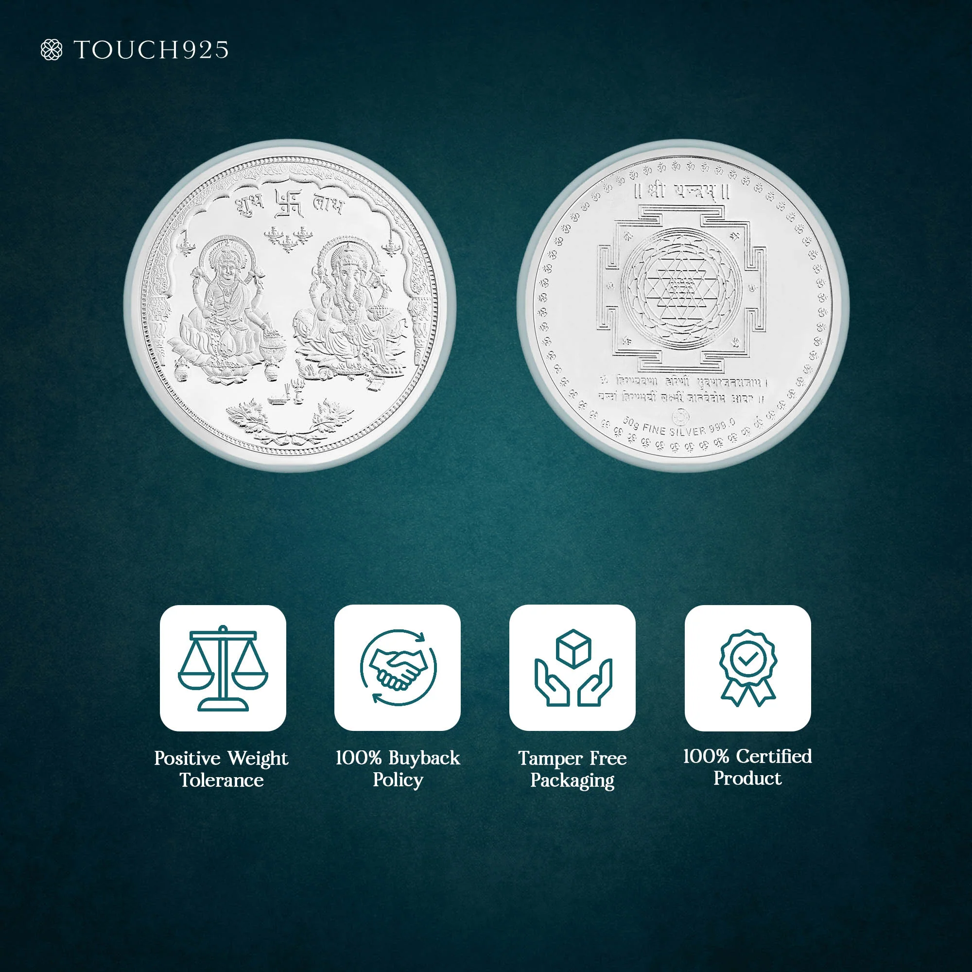 50g Lakshmi Ganesh Pure 999 Silver Coin - Image 5