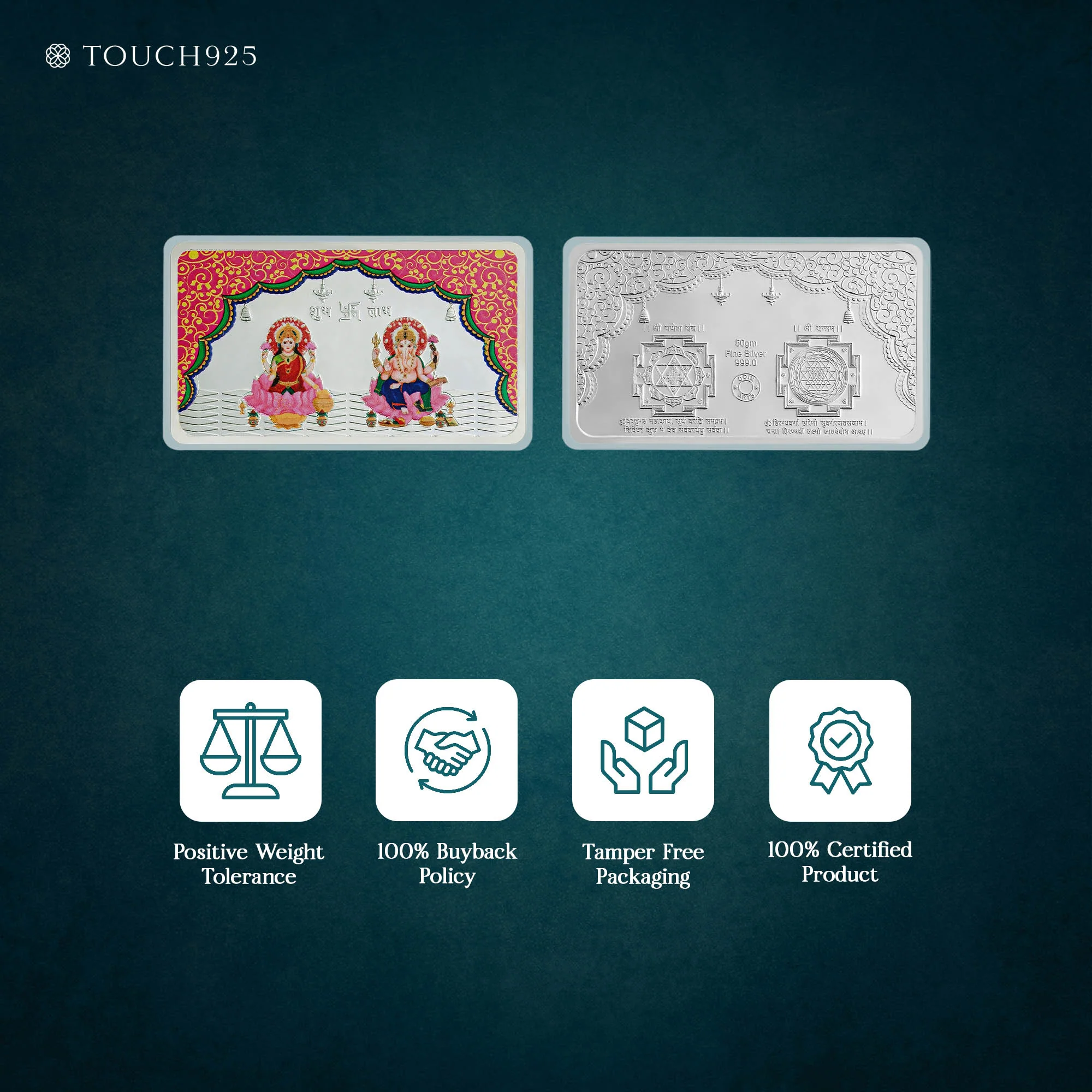 50g Lakshmi Ganesh Pure 999 Silver Coin - Image 4