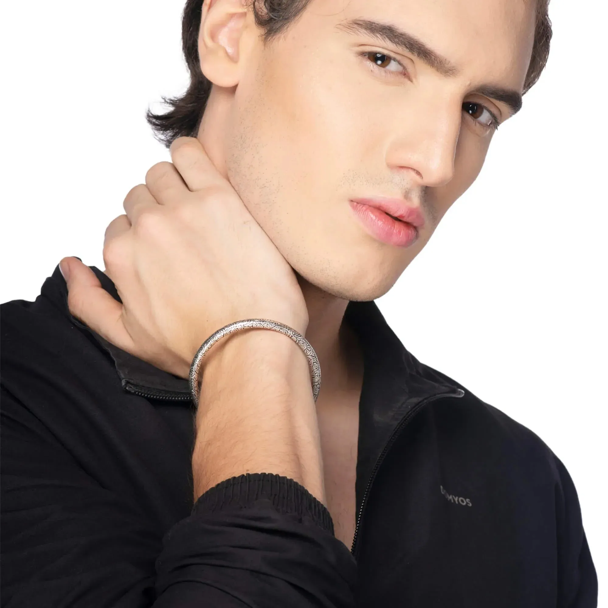 Silver Cuff Boho Oxidised Kada - Image 4