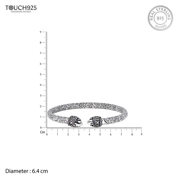 Silver Cuff Boho Oxidised Kada - Image 5