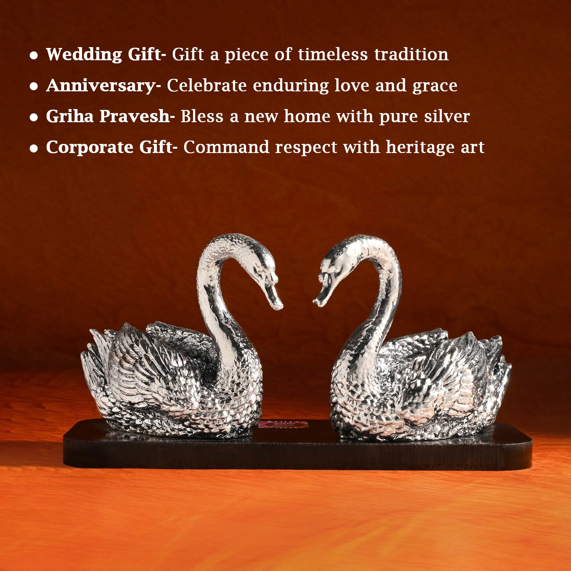 Swan Pair 999 Silver Plated Showpiece - Image 3