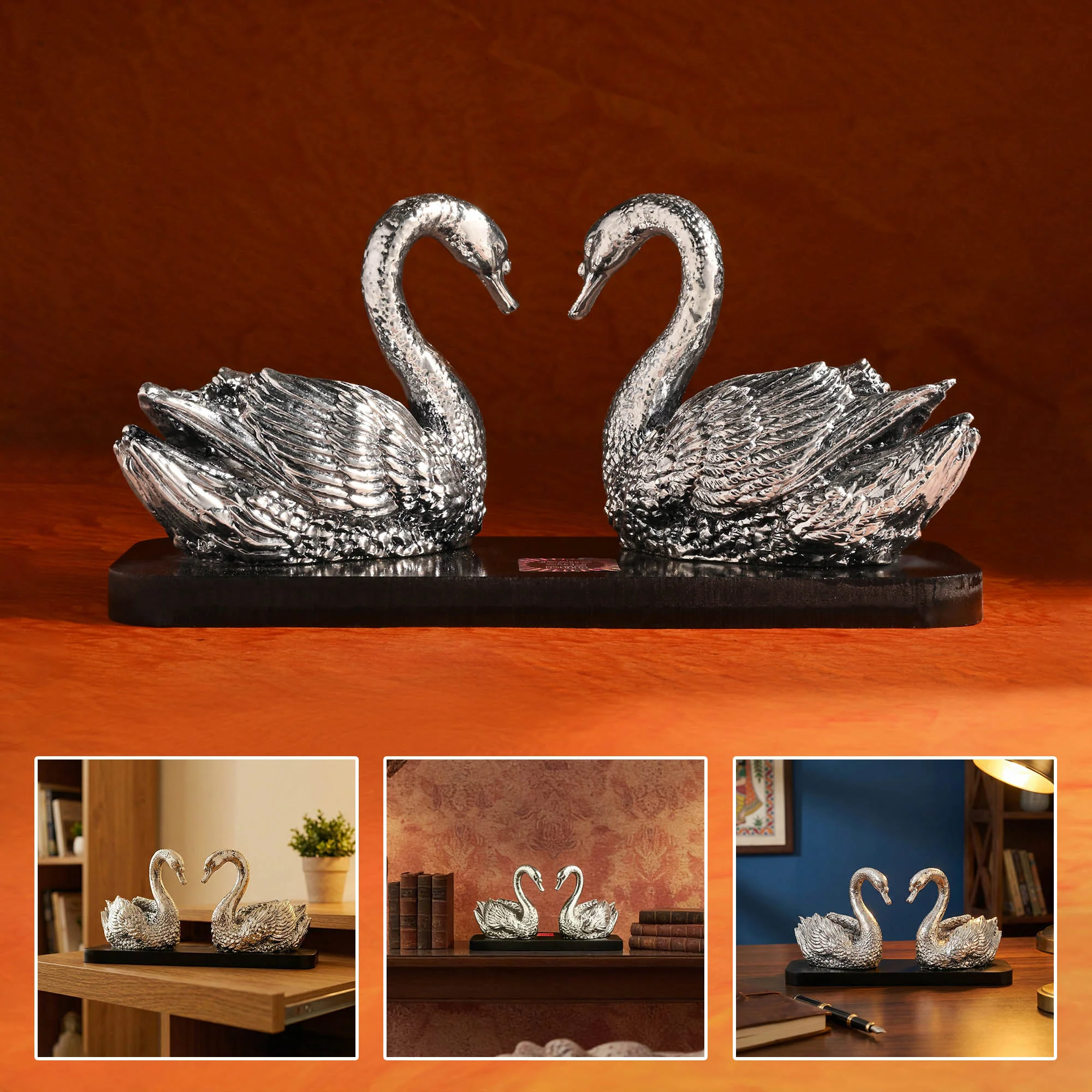 Swan Pair 999 Silver Plated Showpiece - Image 6